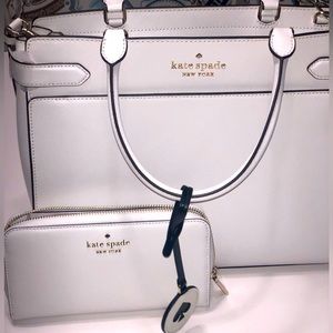 Kate Spade staci large satchel bag white dove and large wallet